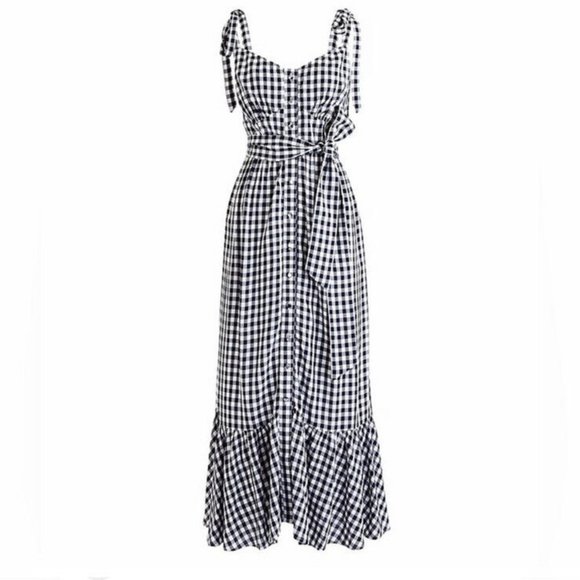 J. Crew Dresses & Skirts - J. Crew Gingham Sundress, Sz 4, Button-front, Midi, Smocked, Ruffle, Rayon, NWT